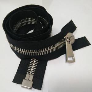 5# Metal QQ Teeth Shiny Silver Zipper O/E
