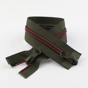 Tent zipper 7# nylon zip with red thread 2-ways open end