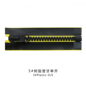 Hot Sale５＃ Color Thread Plastic Recycled Zipper O/E
