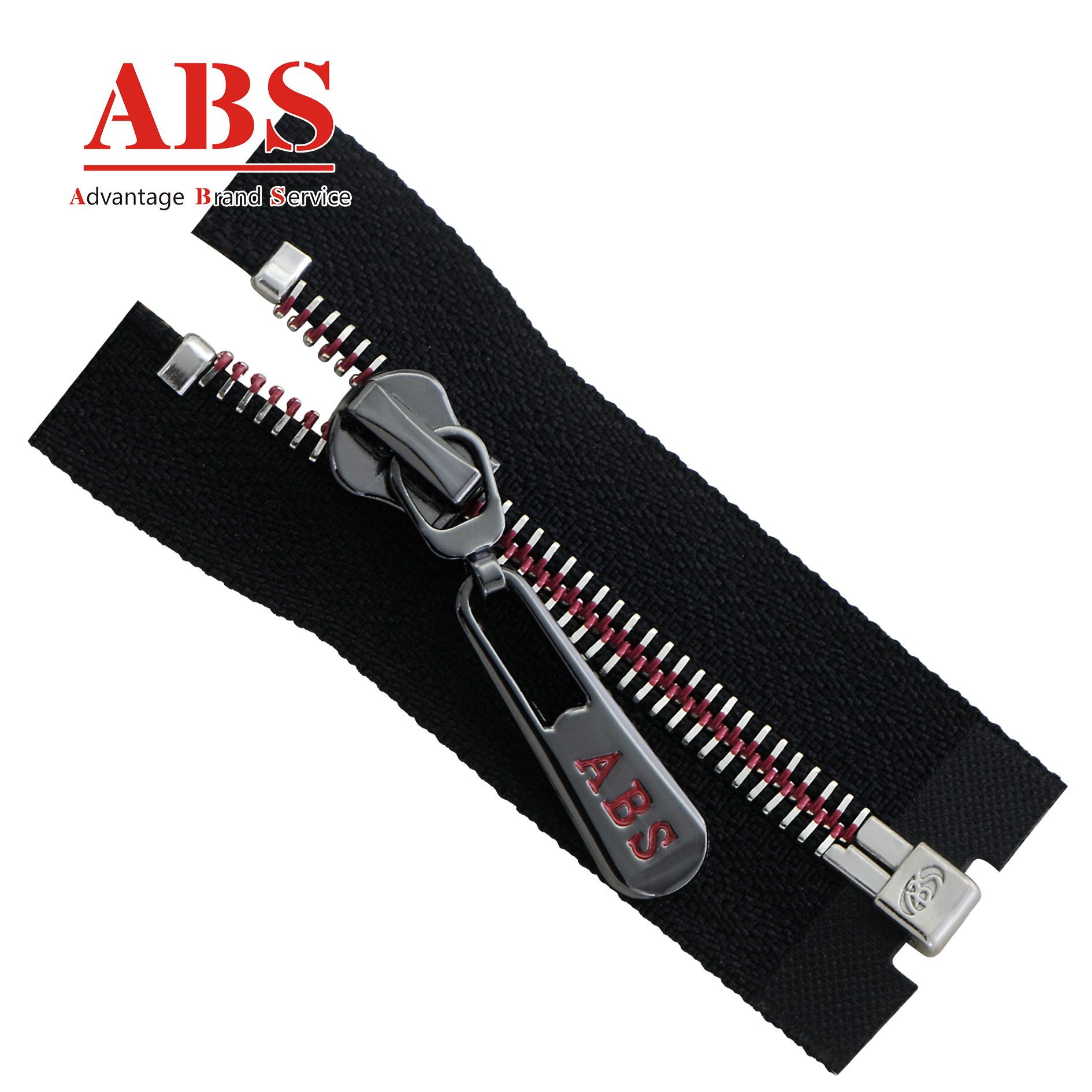 5#Metal Thin Teeth Double Color Zipper