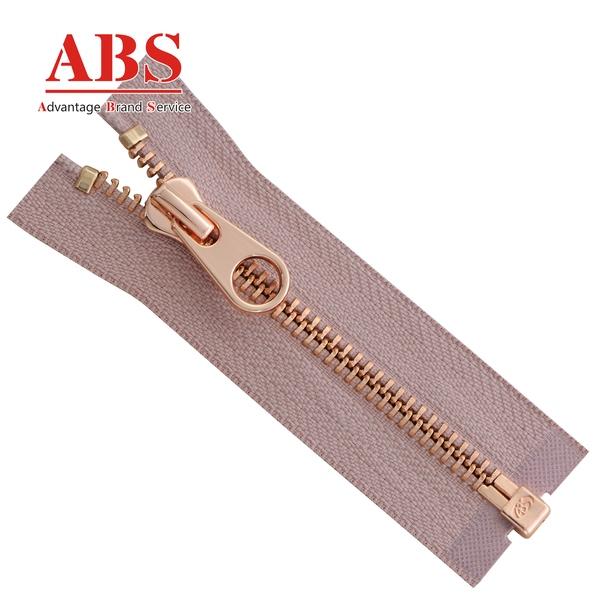 Zipper For Bags 5# metal Y teeth shiny rose gold open end