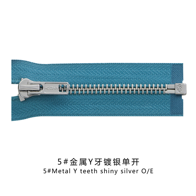 5#Metal Y teeth shiny silver O/E