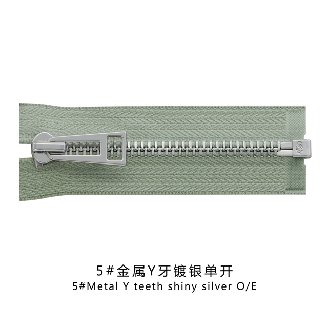 5#Metal Y teeth shiny silver O/E