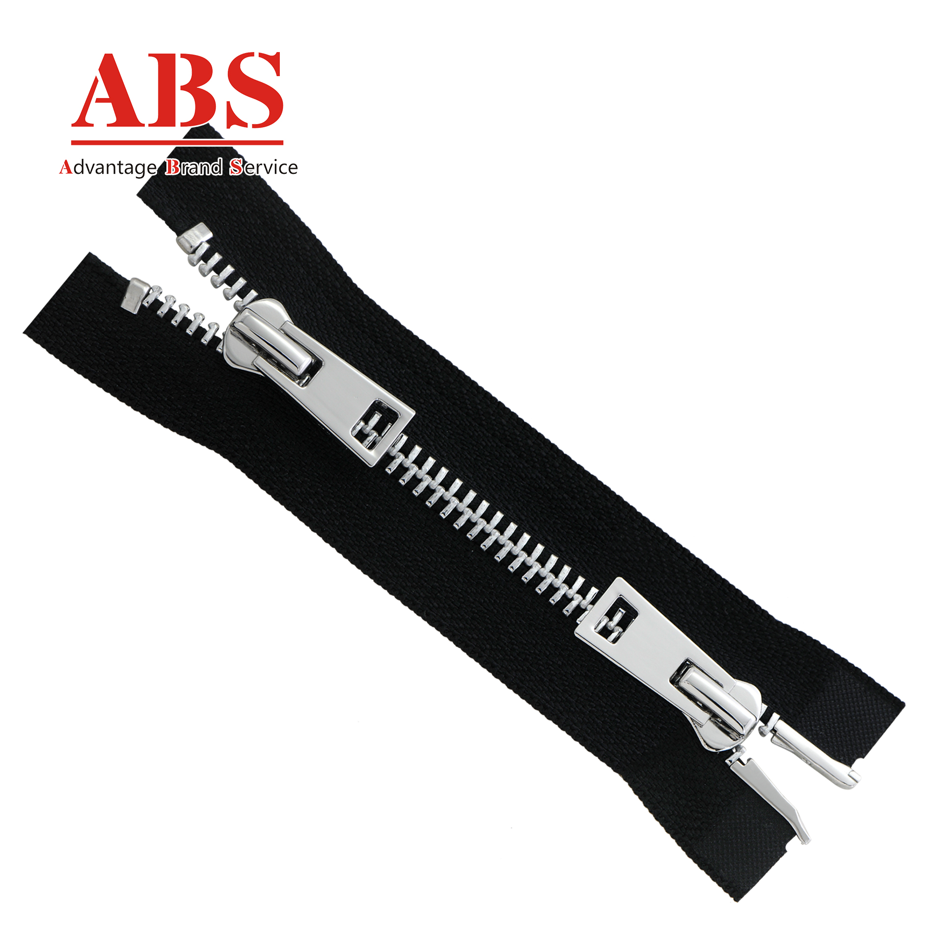 Metal Zipper For Jeans 5#metal Y teeth shiny silver 2 ways open end