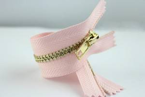 Pink Zipper 5# Metal Normal Teeth Shiny Silver Zipper O/E